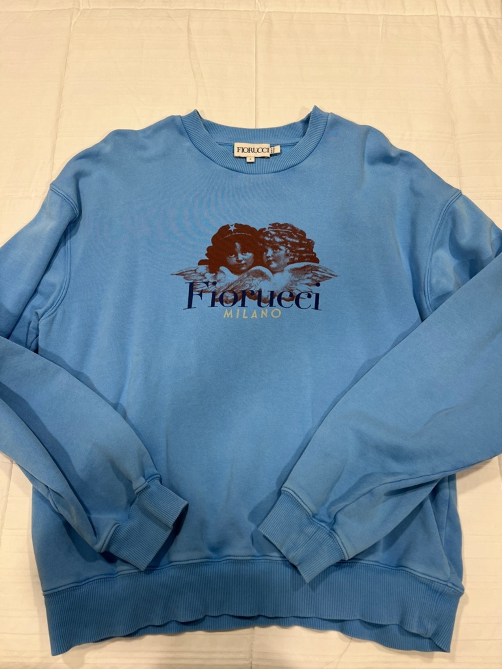 Fiorucci Light Blue Crewneck with Cherub Graphic